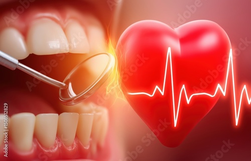 Graphic shows link between oral health and heart disease, emphasizing how dental care affects cardiovascular wellness
