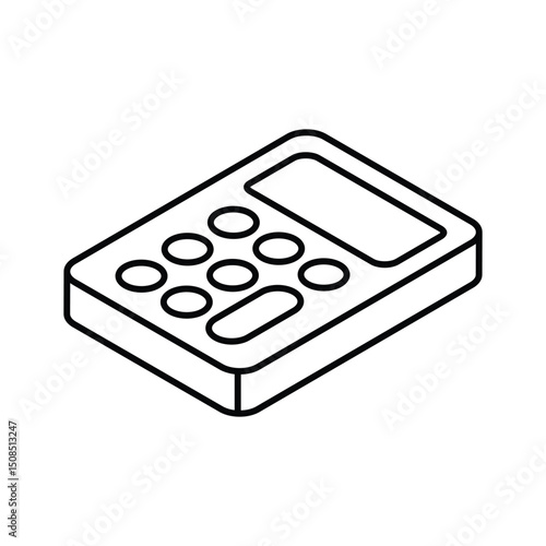 A captivating isometric outline icon of calculator