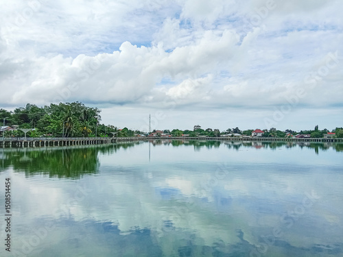 Situ Kulong Minyak, the water conservation lake and public space in Manggar, East Belitung, Indonesia.