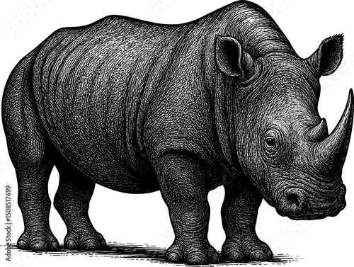 Rhino vector silhouette print design