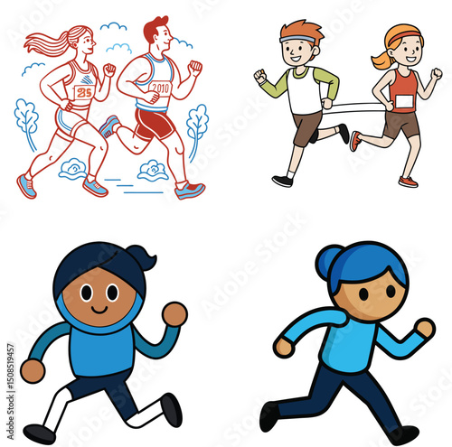man and woman clip art running image 