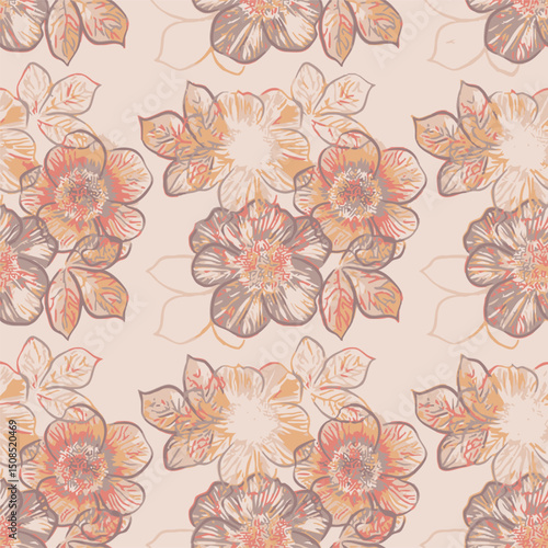 Art floral abstract effect in earth tones colors