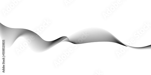 Abstract Black wave line,Abstract black wave lines on white background,abstract smoke on black wave line background.checkerboard transparent background.Modern grey wave on white background. Blending l