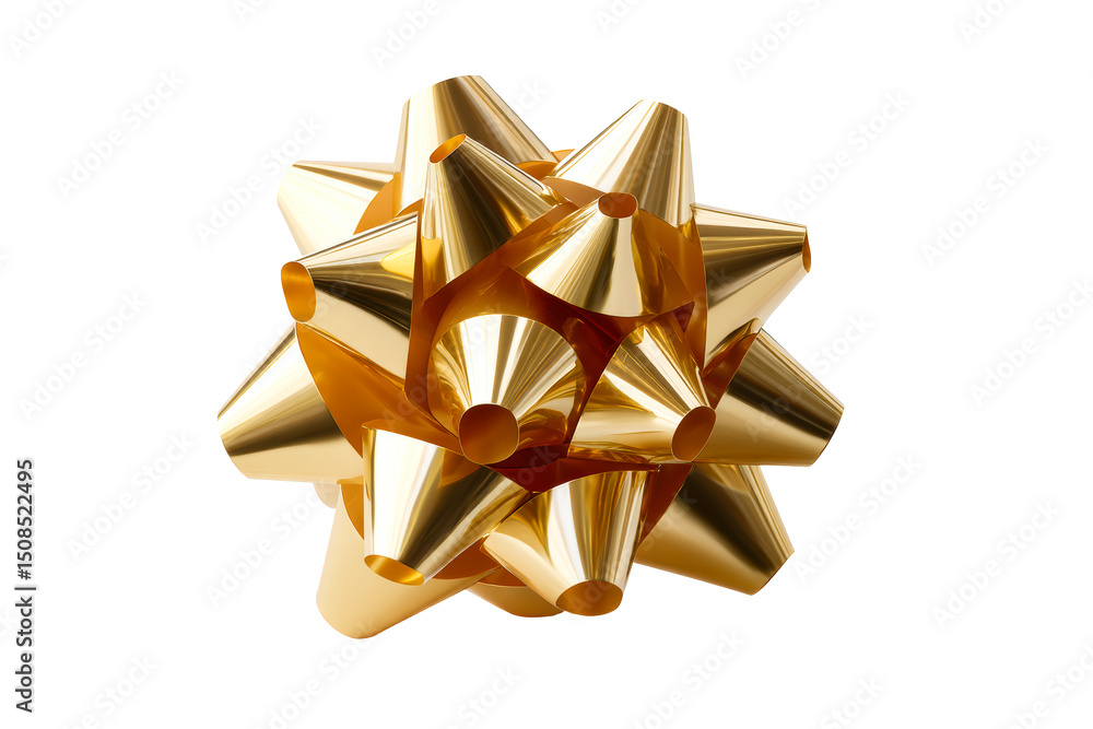 Gold gift bow with shiny edges on transparent background Gold gift bow with shiny edges on transparent background