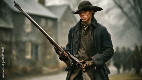 Revolutionary War Soldier with Colonial America, and Rifleman.