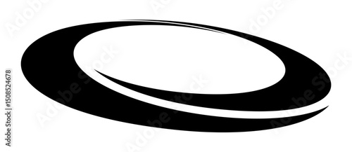 Rotating art lines in circle shape as symbol, logo or icon. Design element with perspective view.