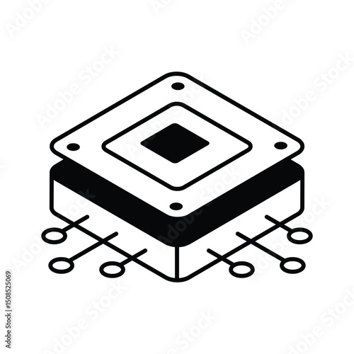 A well crafted isometric icon of microprocessor chip