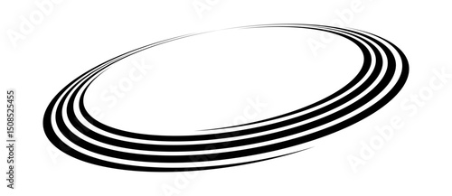 Spiral with black speed lines as dynamic abstract vector background or logo or icon. Artistic illustration with perspective on white background.