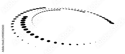 Abstract halftone dotted circle advertising background or design element. Optical illusion effect. Creative halftone spiral polka dots vector in perspective view.