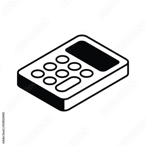 A captivating isometric glyph icon of calculator