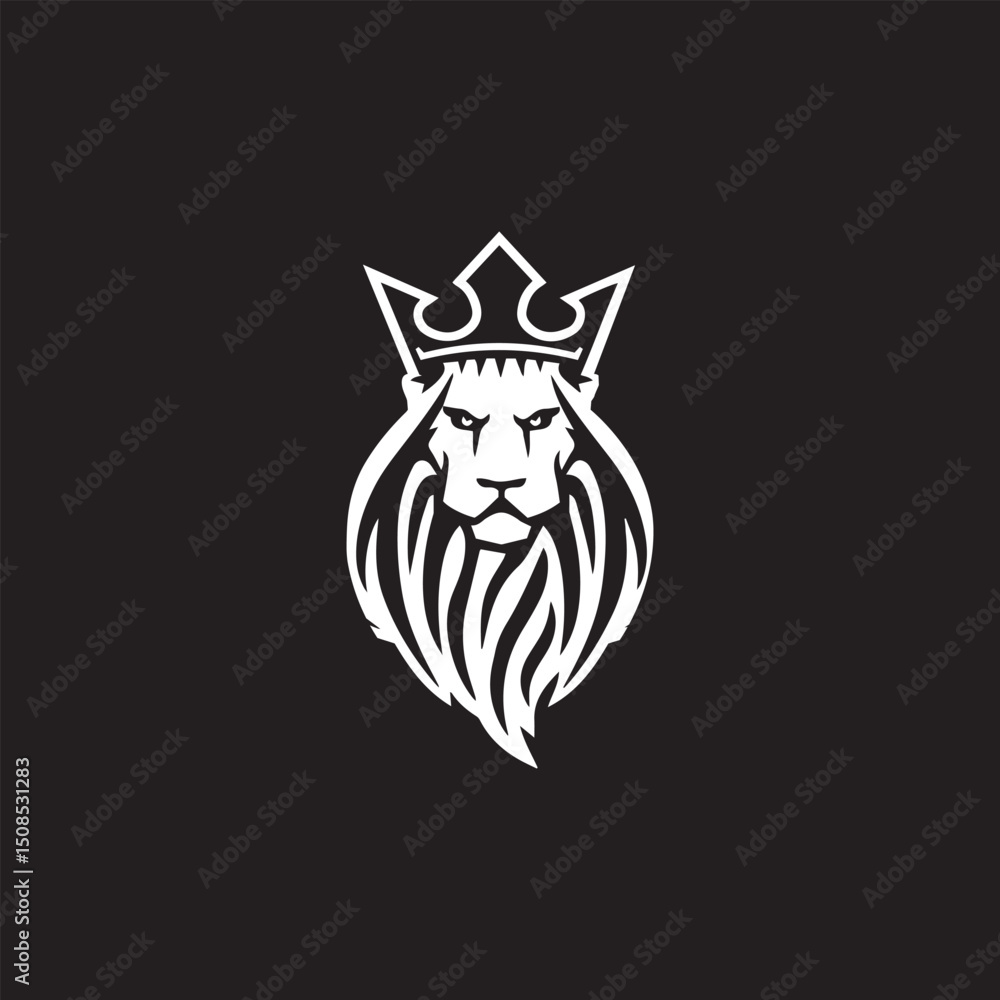 Obraz premium Lion Head Logo With Crown Vector Design