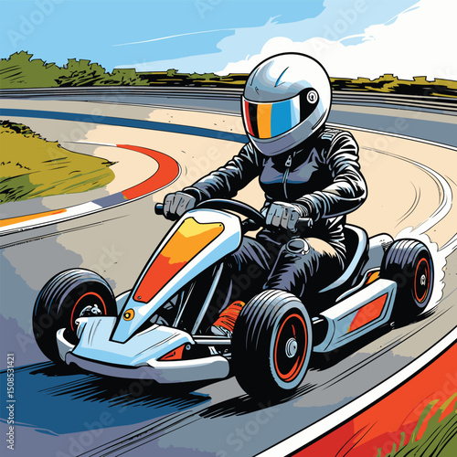 go kart vector art illustration for graphic design