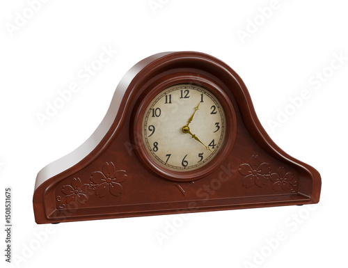 vintage mantel clock isolated on white background