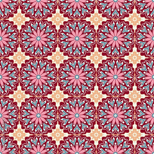 Abstract geometric pattern with floral designs