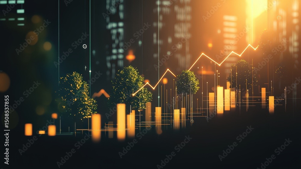 Fototapeta premium Capital investment growth strategies in urban landscapes a dynamic visual perspective on financial trends