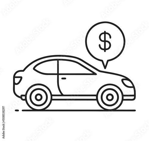 Car with Price Speech Bubble