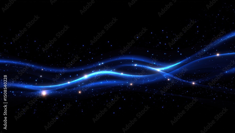 Obraz premium Abstract Glowing Blue Waves On Dark Background