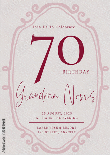 grandma birthday card invitation mockup template
