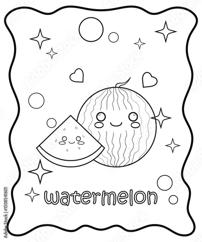 Coloring book for kids,Water melon vector