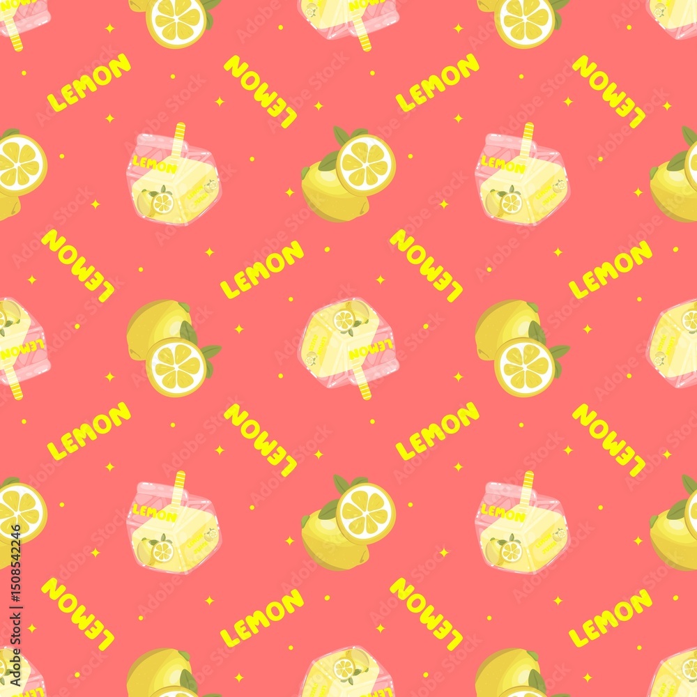 Obraz premium Cute lemon juice seamless pattern 