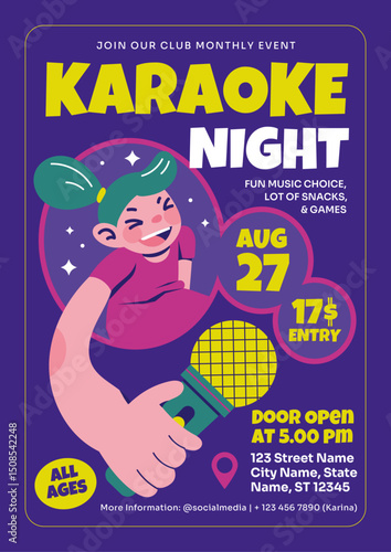 PURPLE MODERN PLAYFUL KARAOKE NIGHT FLYER