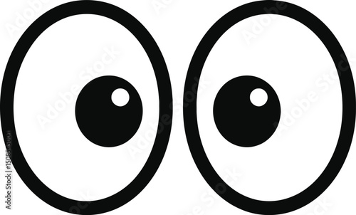 Funny cartoon eyes vector illustration with big pupils and black outline perfect for emoji sticker and comic style design
