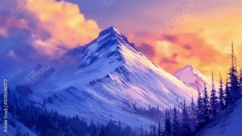 Sunset in mountains
