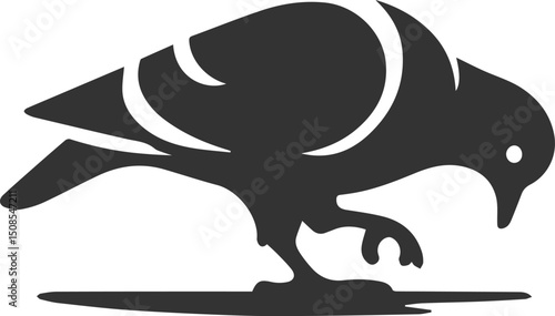 Cute bird pigeon vector animal silhouette drawing