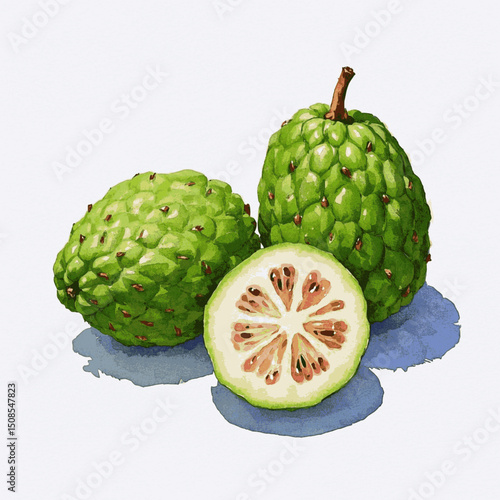 Cheese Pod Flow noni fruit isolated watercolor vector illustration svg