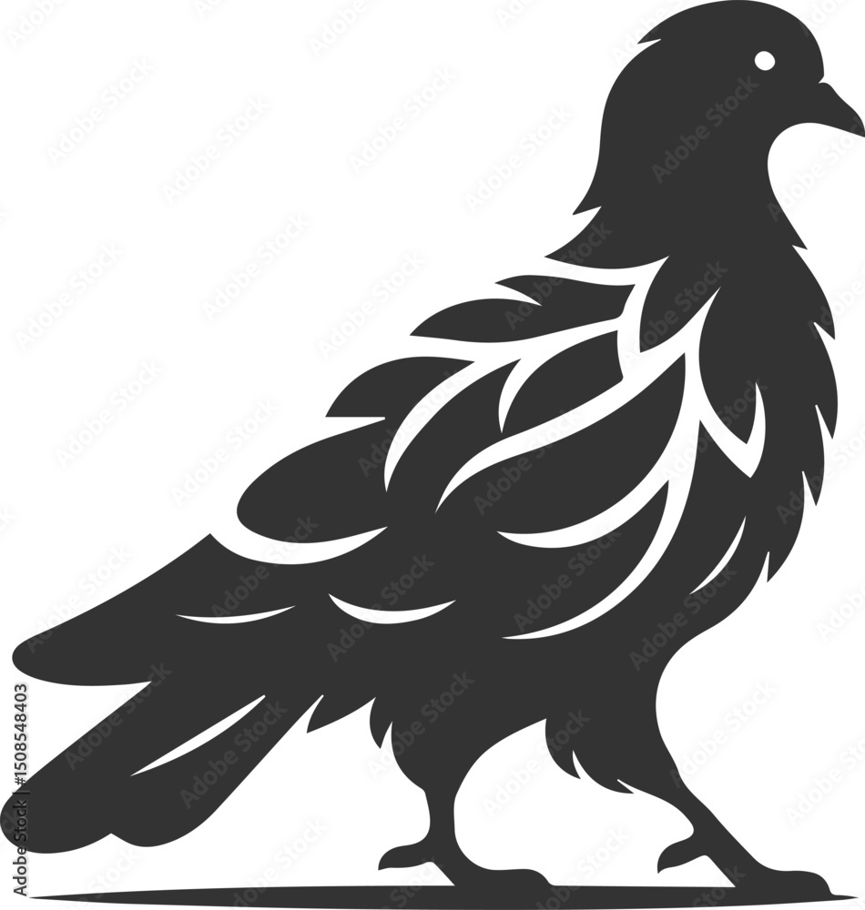 Obraz premium Cute bird pigeon vector animal silhouette drawing
