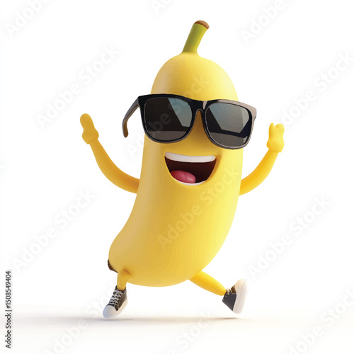 cute dancing banana with sunglasses