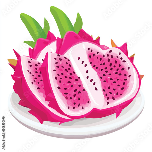 a cute Dragon fruit on plate