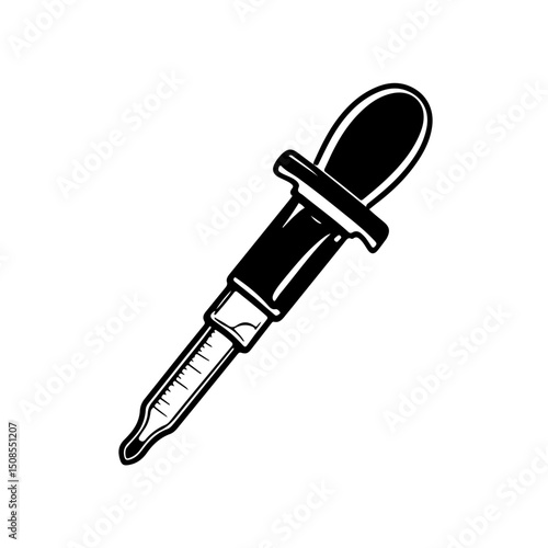 Analytical Chemistry Dropper Vector Art. High-quality vector art depicting a dropper commonly used in analytical chemistry, with a clear drop of liquid