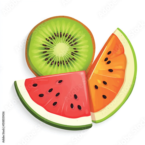 cute fruit slices orange kiwi watermelon