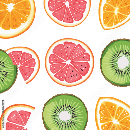 cute fruit slices orange kiwi watermelon