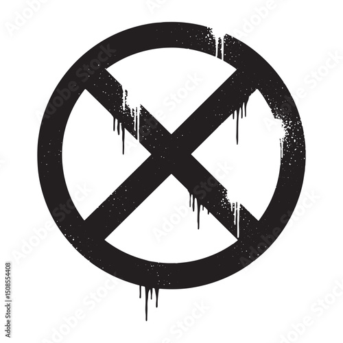 Dripping Stencil Paint Effect Prohibited Symbol for Merchandise