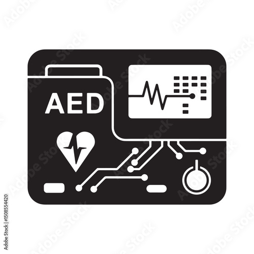 Cyberpunk Style Automated External Defibrillator AED Black and W