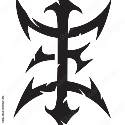 Uranus Glyph icon with tribal tattoo art style for merchandise