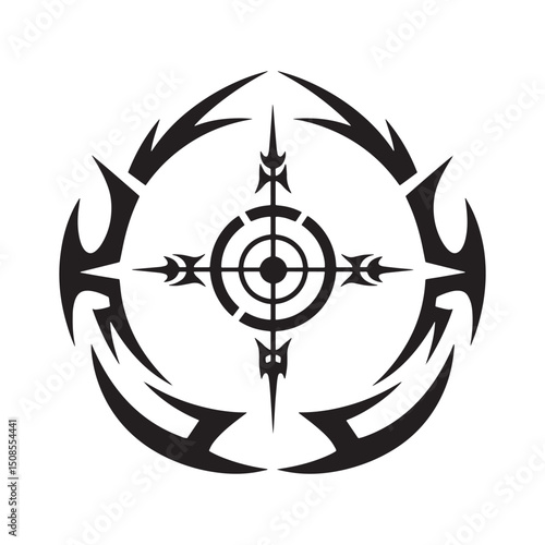 Abstract solstice icon design with tribal tattoo elements for ap