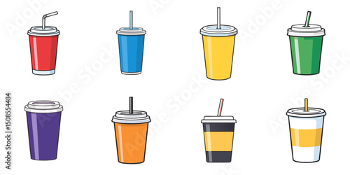 Vector illustration of multiple drinks, outline
