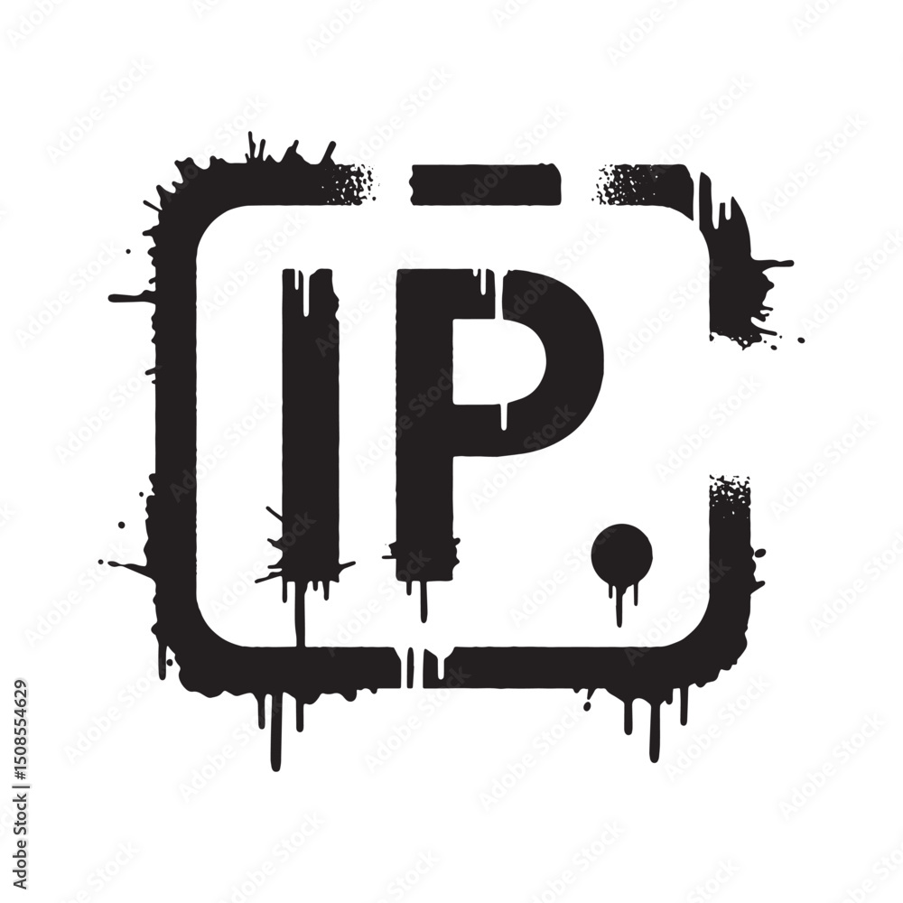 Fototapeta premium Striking IP Address Icon with Stencil Effect and Dripping Paint