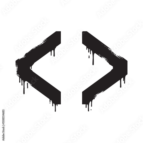 Black and White Vector Illustration of Greater Than Icons with D