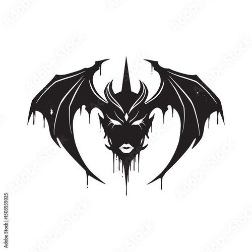 Lilith Black Moon stencil vector art with dripping paint effect