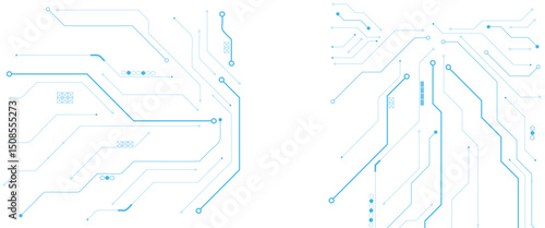 Abstract digital technology futuristic internet network speed connection white and blue background. Technology background with crossed lines and dots.