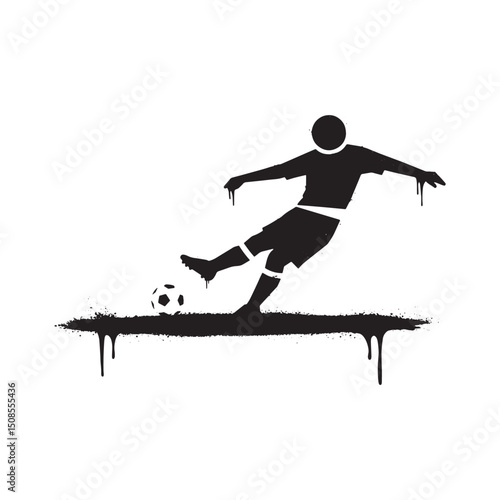 Penalty Kick Silhouette with Dripping Paint Effect for Merchandi