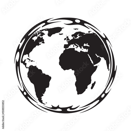 Tribal Earth Day Globe Vector Icon Design for Merchandise and Ap