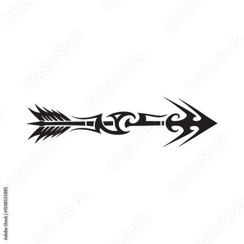 Unique Arrow Design with Tribal Tattoo Elements Black and White