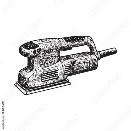Abstract Electric Sander Covered in Graffiti Style Art, Vector I