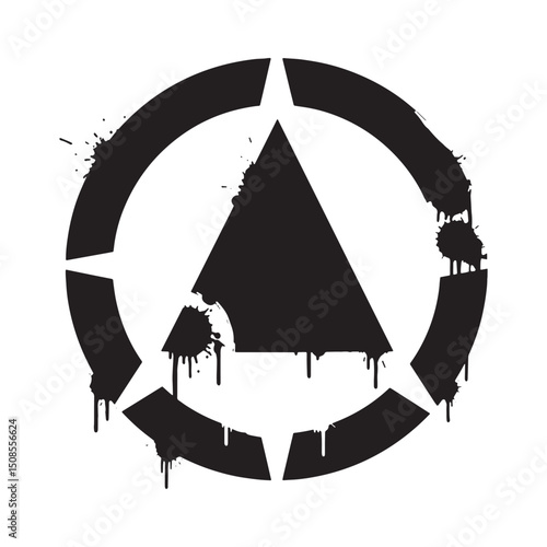 Aether Quintessence Icon Stencil with Dripping Paint Black and W