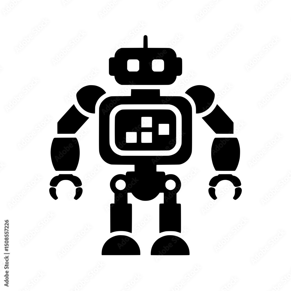 Retro Robot Illustration in Flat Design Retro Robot Illustration in Flat Design